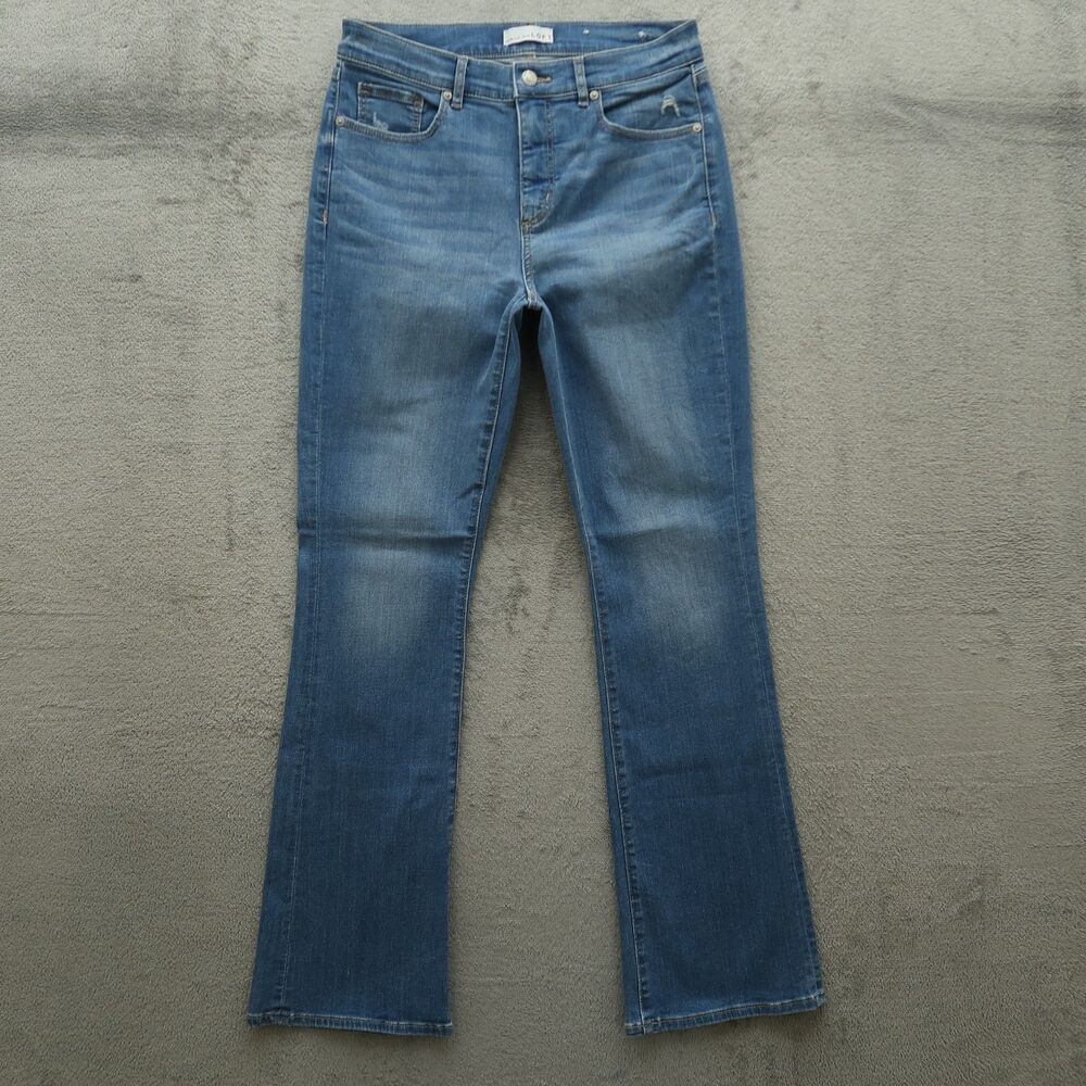 Loft Jeans Women's Size 6 Blue Mid-Rise The Boot Denim 31" Inseam Distressed